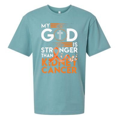 My God Is Stronger Than Kidney Cancer Awareness Sueded Cloud Jersey T-Shirt