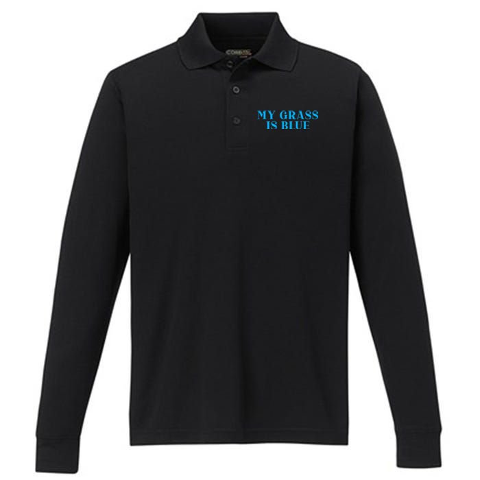 My Grass Is Blue Performance Long Sleeve Polo