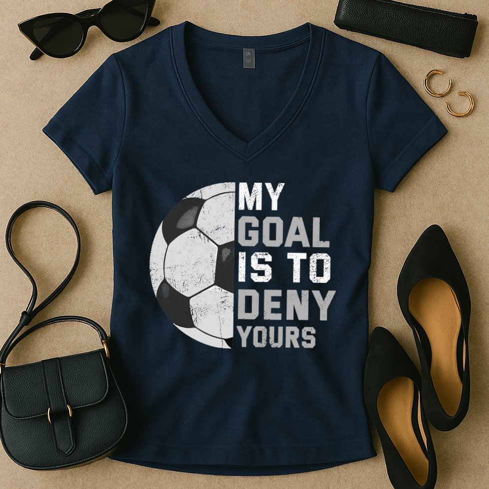 My Goal Is To Deny Yours Soccer Goalie Funny Soccer Lover Women's V-Neck T-Shirt
