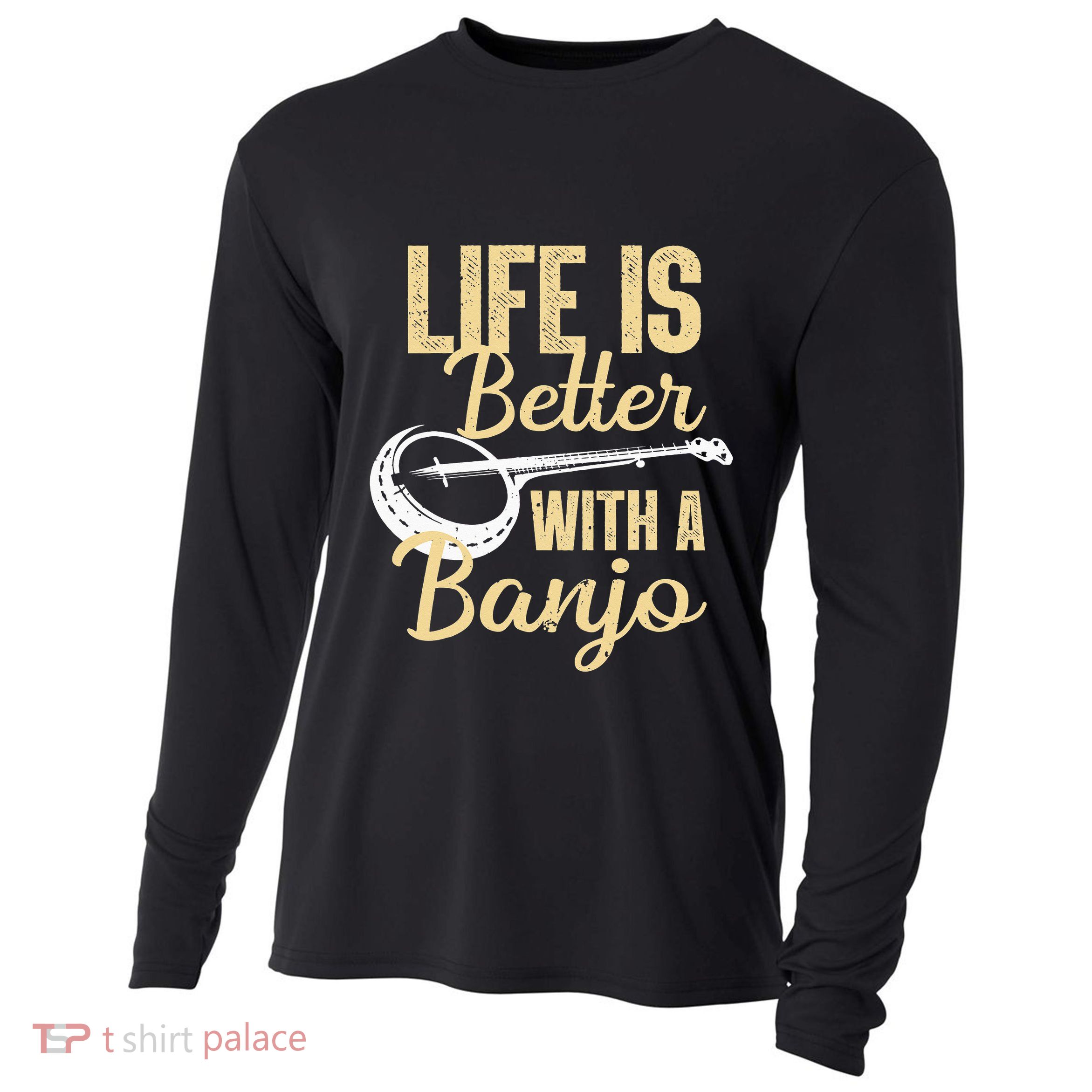 My Grass is Blue Retro Rocky Mountain Banjo Bluegrass Cooling Performance Long Sleeve Crew