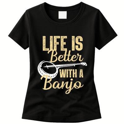 My Grass is Blue Retro Rocky Mountain Banjo Bluegrass Womens T-Shirt