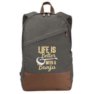 My Grass is Blue Retro Rocky Mountain Banjo Bluegrass Cotton Canvas Backpack