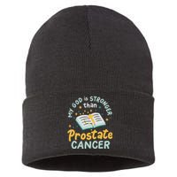 My God Is Stronger Than Prostate Cancer Sustainable Knit Beanie