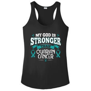 My God Is Stronger Than Ouarian Cancer Ladies PosiCharge Competitor Racerback Tank