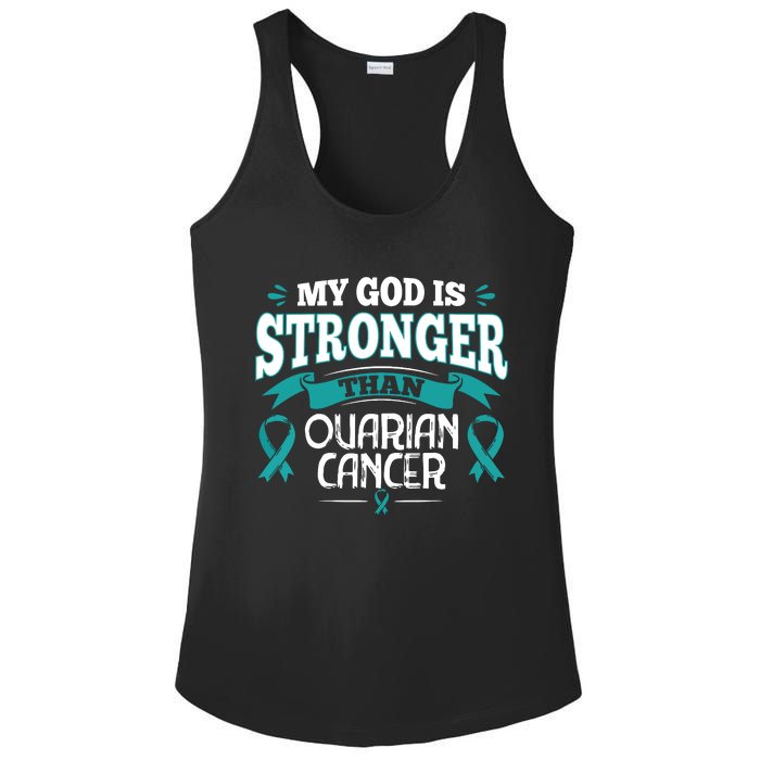 My God Is Stronger Than Ouarian Cancer Ladies PosiCharge Competitor Racerback Tank