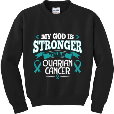 My God Is Stronger Than Ouarian Cancer Kids Sweatshirt