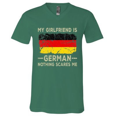 My Girlfriend Is German Nothing Scares Me V-Neck T-Shirt