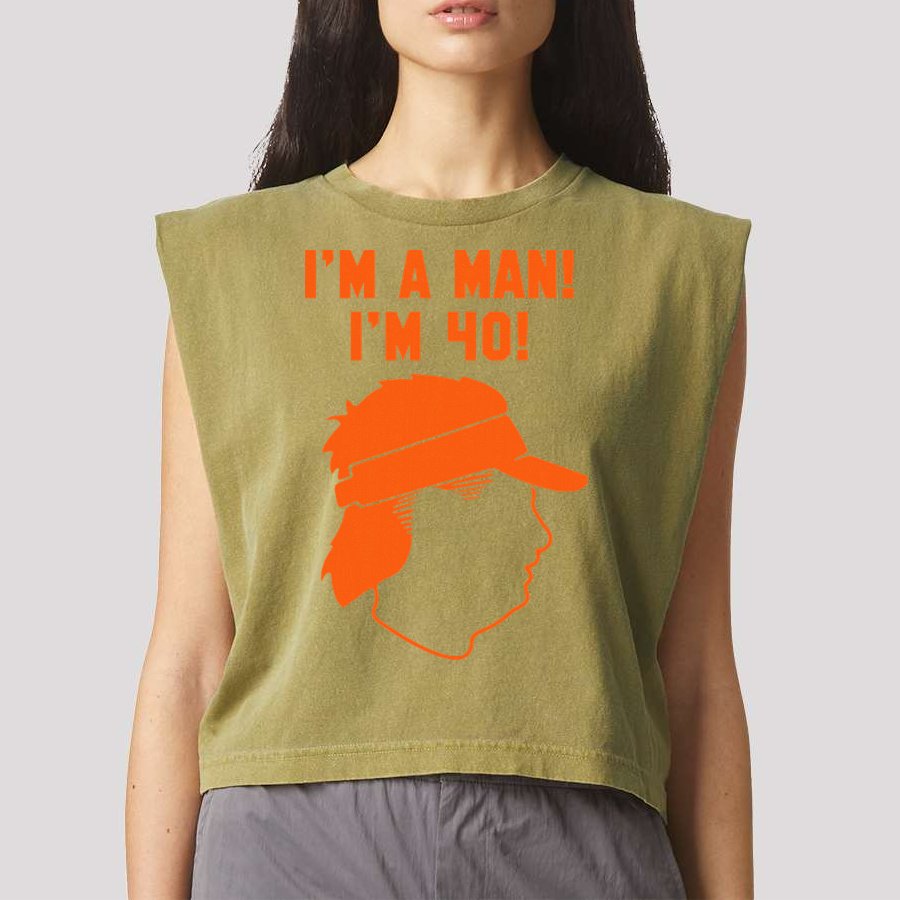 Mike Gundy IM A Man! IM 40! Garment-Dyed Women's Muscle Tee
