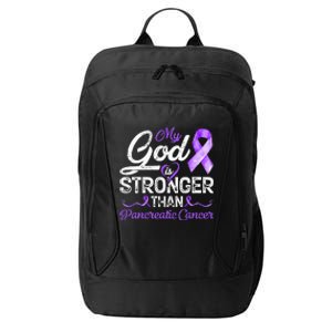 My God Is Stronger Than Pancreatic Breast Cancer Awareness City Backpack