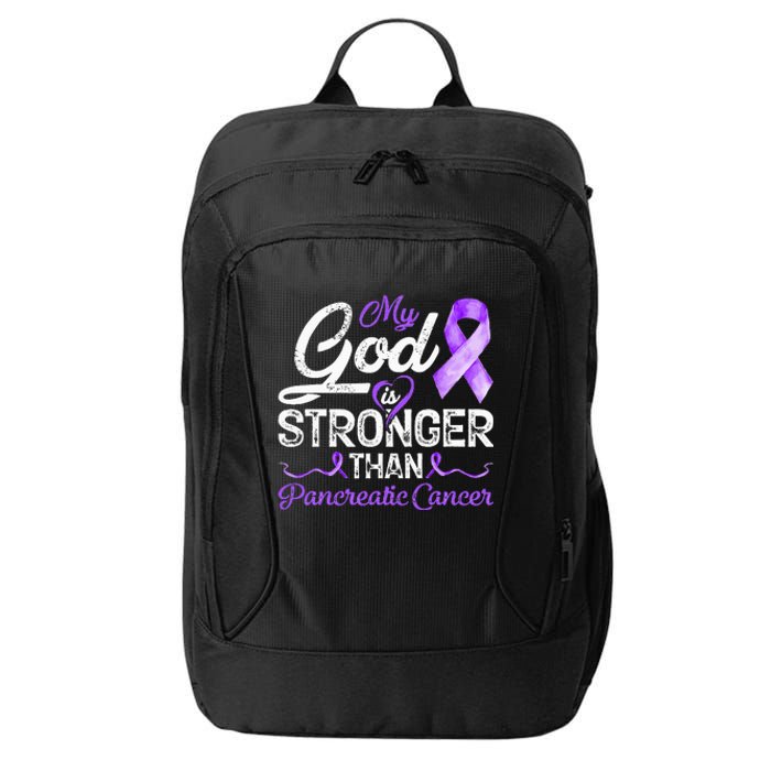 My God Is Stronger Than Pancreatic Breast Cancer Awareness City Backpack