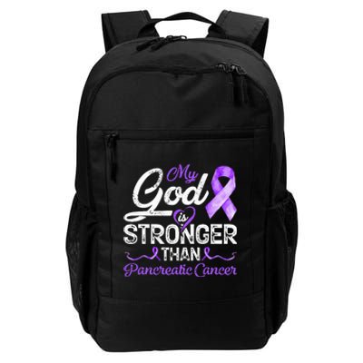 My God Is Stronger Than Pancreatic Breast Cancer Awareness Daily Commute Backpack