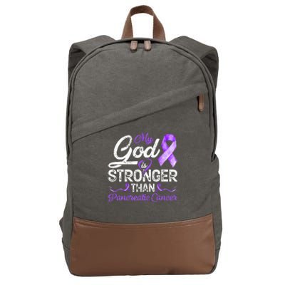 My God Is Stronger Than Pancreatic Breast Cancer Awareness Cotton Canvas Backpack