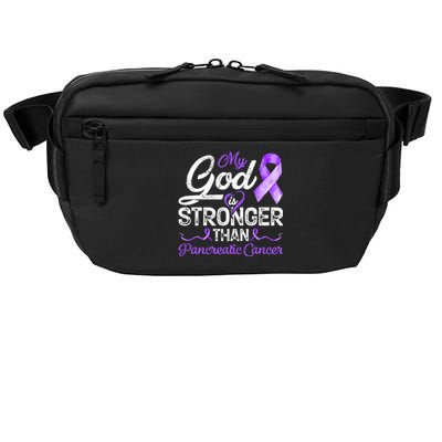 My God Is Stronger Than Pancreatic Breast Cancer Awareness Crossbody Pack