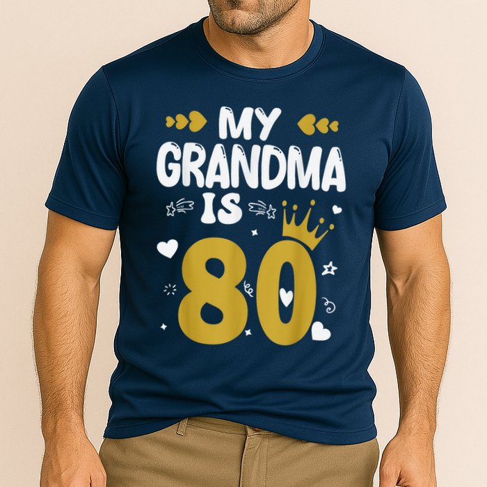 My Grandma Is 80 Toddler Grandma 80th Birthday Cooling Performance Crew T-Shirt