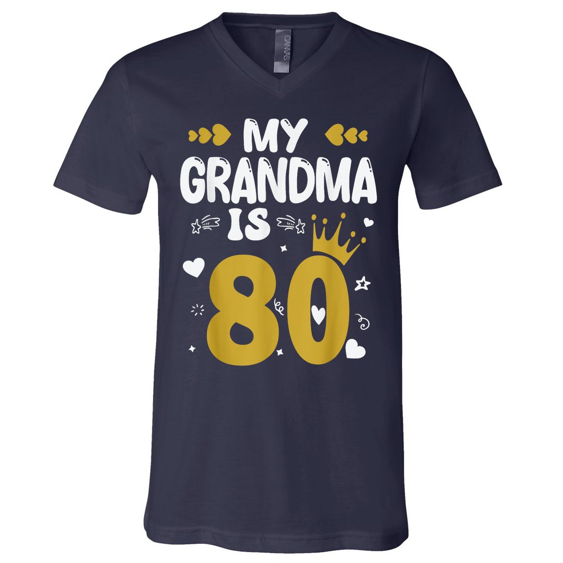 My Grandma Is 80 Toddler Grandma 80th Birthday V-Neck T-Shirt
