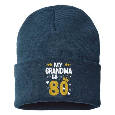 My Grandma Is 80 Toddler Grandma 80th Birthday Sustainable Knit Beanie