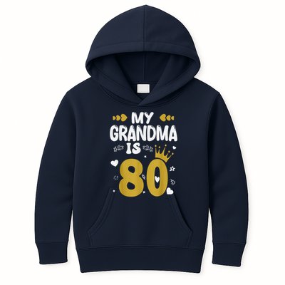 My Grandma Is 80 Toddler Grandma 80th Birthday Kids Hoodie