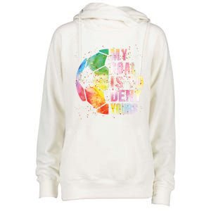 My Goal Is To Deny Yours Soccer Funny Goalie Funny Gift Womens Funnel Neck Pullover Hood