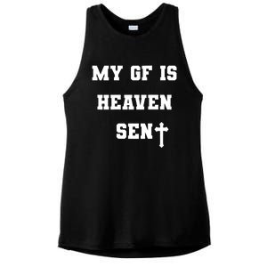 My Girlfriend Is Heaven Sent Ladies PosiCharge Tri-Blend Wicking Tank