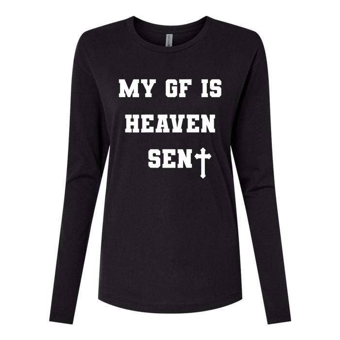 My Girlfriend Is Heaven Sent Womens Cotton Relaxed Long Sleeve T-Shirt