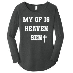 My Girlfriend Is Heaven Sent Women's Perfect Tri Tunic Long Sleeve Shirt