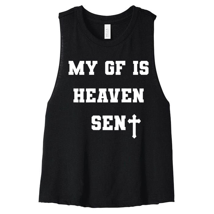 My Girlfriend Is Heaven Sent Women's Racerback Cropped Tank