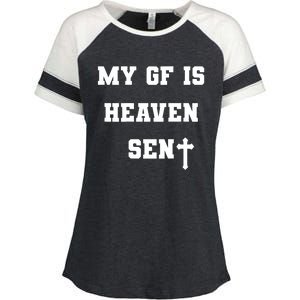 My Girlfriend Is Heaven Sent Enza Ladies Jersey Colorblock Tee