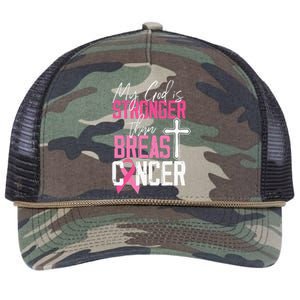 My God Is Stronger Than World Cancer Awareness Retro Rope Trucker Hat Cap