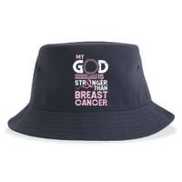 My God Is Stronger Than World Cancer Awareness Sustainable Bucket Hat