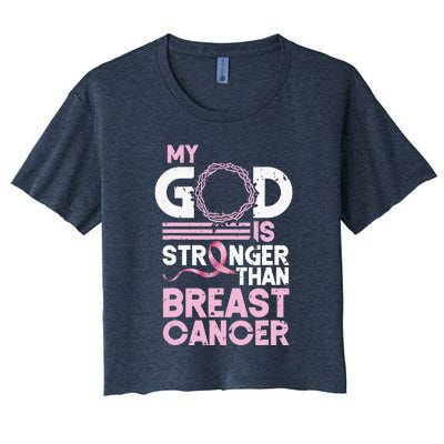 My God Is Stronger Than World Cancer Awareness Women's Crop Top Tee