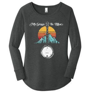 My Grass Is Blue Retro Rocky Mountain Banjo Bluegrass Women's Perfect Tri Tunic Long Sleeve Shirt