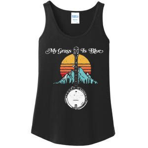 My Grass Is Blue Retro Rocky Mountain Banjo Bluegrass Ladies Essential Tank