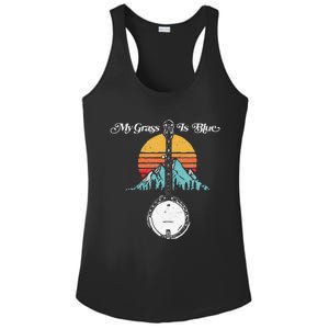 My Grass Is Blue Retro Rocky Mountain Banjo Bluegrass Ladies PosiCharge Competitor Racerback Tank