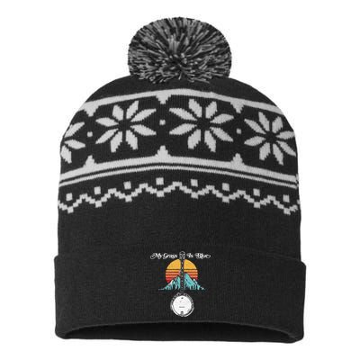 My Grass Is Blue Retro Rocky Mountain Banjo Bluegrass USA-Made Snowflake Beanie