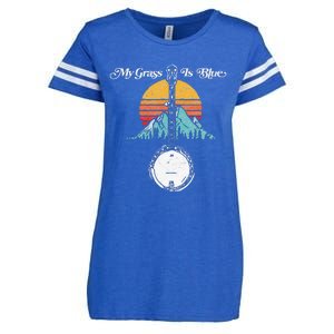 My Grass Is Blue Retro Rocky Mountain Banjo Bluegrass Enza Ladies Jersey Football T-Shirt