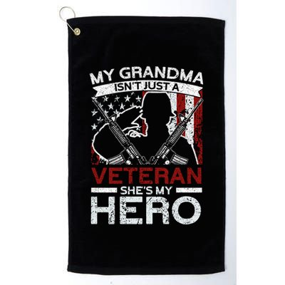 My Grandma Is My Hero Usa Flag Proud American Veteran Mom Gift Golf Towel