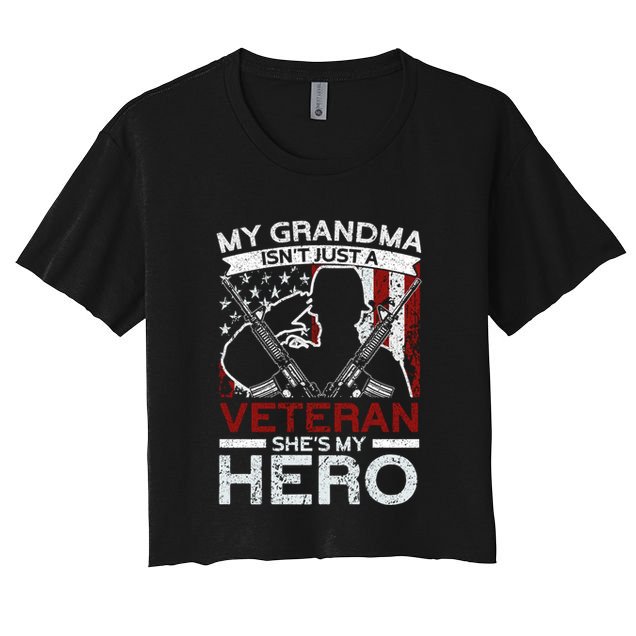 My Grandma Is My Hero Usa Flag Proud American Veteran Mom Gift Crop Top
