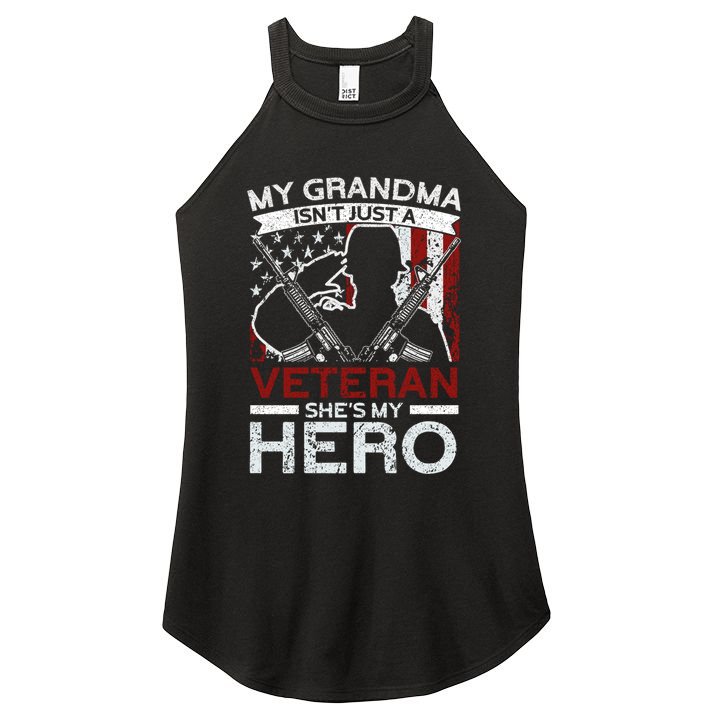 My Grandma Is My Hero Usa Flag Proud American Veteran Mom Gift Women's Perfect Tri Rocker Tank