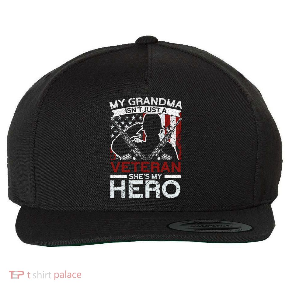 My Grandma Is My Hero Usa Flag Proud American Veteran Mom Gift Wool Snapback Cap