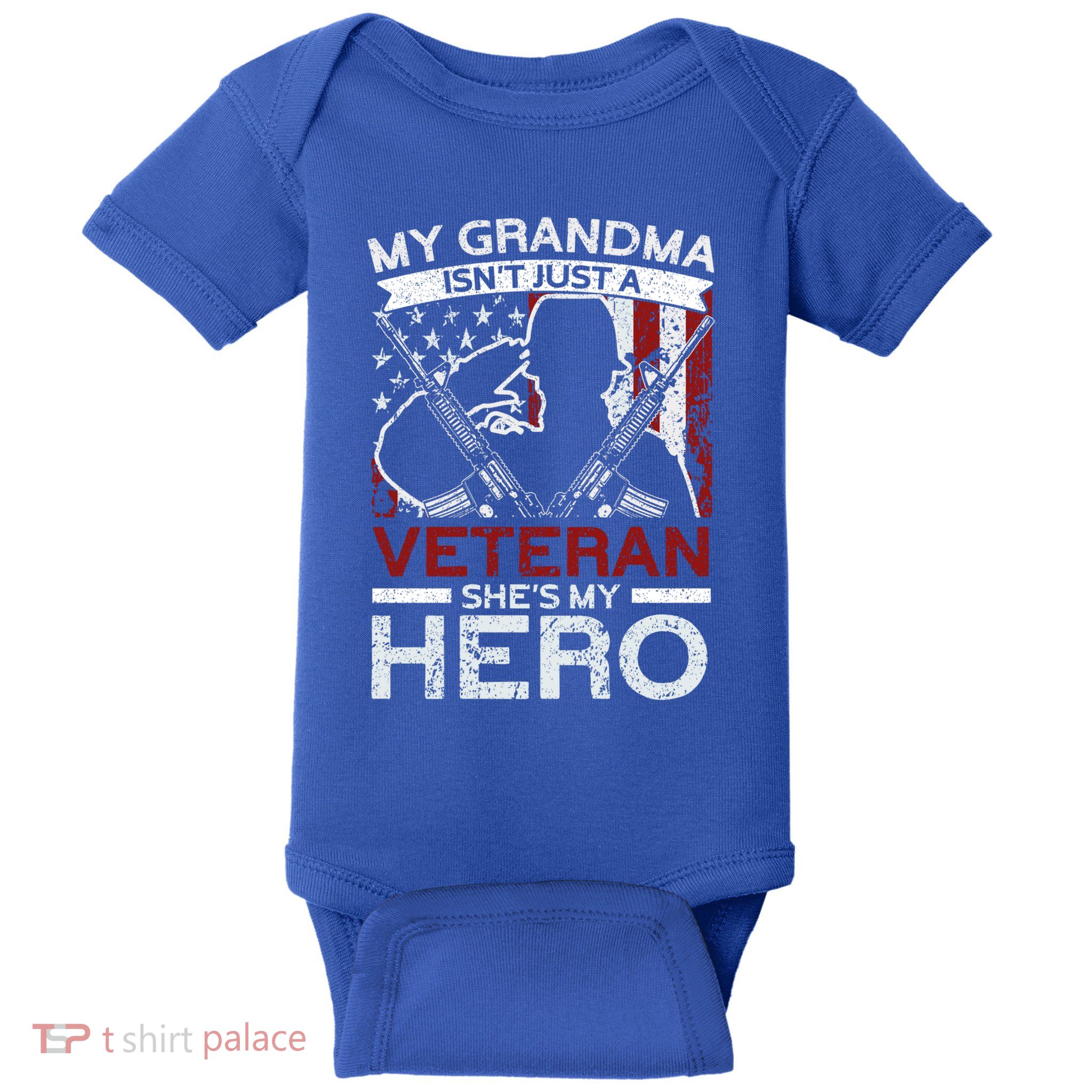 My Grandma Is My Hero Usa Flag Proud American Veteran Mom Gift Baby Bodysuit