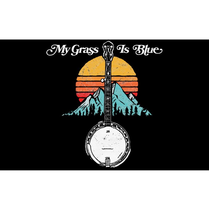 My Grass Is Blue Retro Rocky Mountain Banjo Bluegrass Bumper Sticker