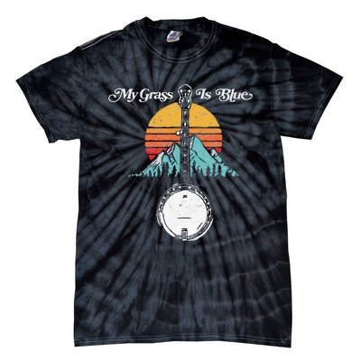 My Grass Is Blue Retro Rocky Mountain Banjo Bluegrass Tie-Dye T-Shirt