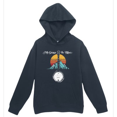 My Grass Is Blue Retro Rocky Mountain Banjo Bluegrass Urban Pullover Hoodie