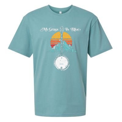 My Grass Is Blue Retro Rocky Mountain Banjo Bluegrass Sueded Cloud Jersey T-Shirt