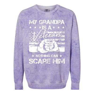 My Grandpa Is A Veteran American Flag Cool Patriotic Gifts Colorblast Crewneck Sweatshirt