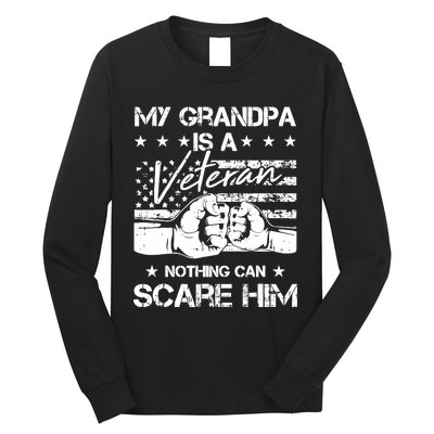 My Grandpa Is A Veteran American Flag Cool Patriotic Gifts Long Sleeve Shirt