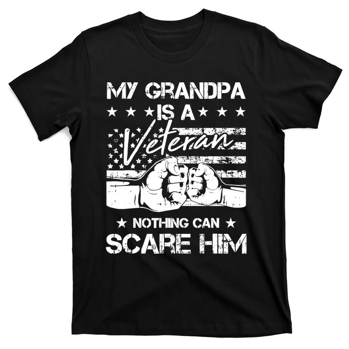 My Grandpa Is A Veteran American Flag Cool Patriotic Gifts T-Shirt