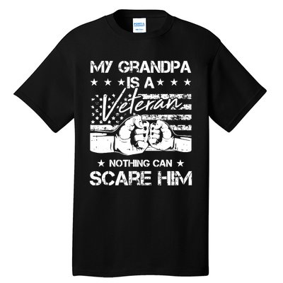 My Grandpa Is A Veteran American Flag Cool Patriotic Gifts Tall T-Shirt