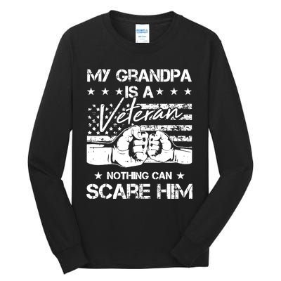 My Grandpa Is A Veteran American Flag Cool Patriotic Gifts Tall Long Sleeve T-Shirt