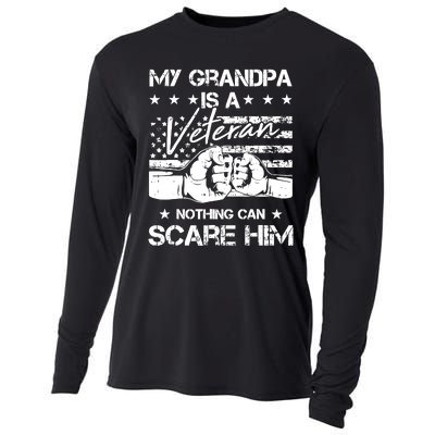 My Grandpa Is A Veteran American Flag Cool Patriotic Gifts Cooling Performance Long Sleeve Crew